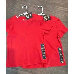 Art Class Girls 2 Pack Red Ribbed Short Sleeve T-Shirt Set Size L 10-12 NWT